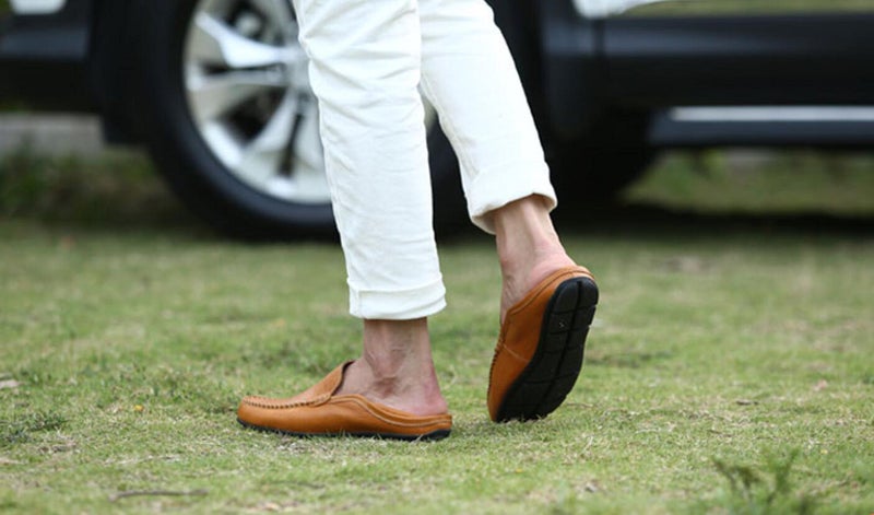 Go Tour Men's Premium Genuine Leather Casual Slip On Loafers Breathable Driving Shoes Fashion Slipper Yellow 10.5/46 - Image 2